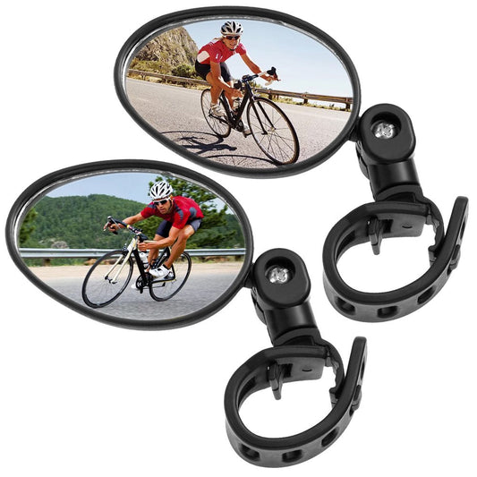 2PCS Bike Mirror 360 Degree Adjustable Rotatable Handlebar Mirror Wide Angle Bicycle Mirror Cycling Rear View Mirror Shockproof Acrylic Convex Mirror Safe Rearview Mirror for Mountain Road Bike