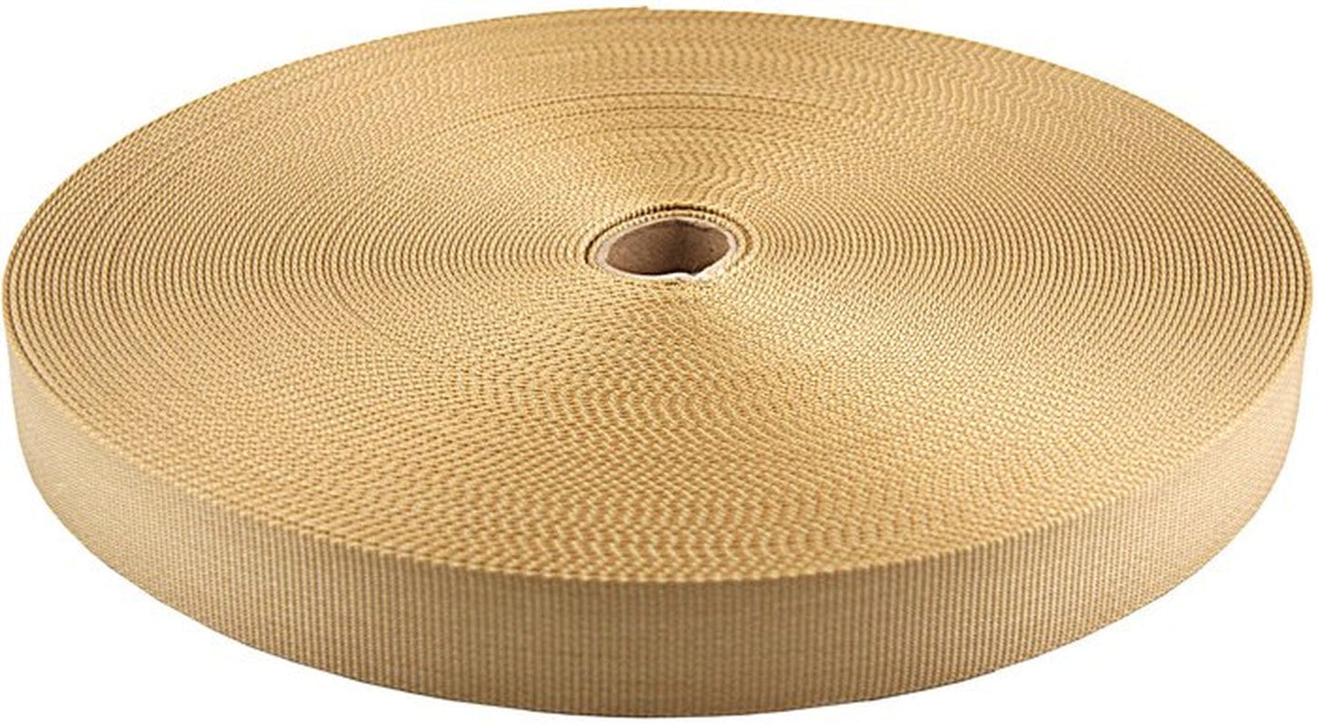 1/2 Inch Gold Heavy plus Nylon Webbing Closeout, 50 Yards