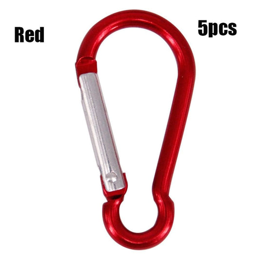 2/5Pcs High Quality Camping Hiking Aluminum Alloy Outdoor Tool Spring Quickdraws Clip Hooks Carabiner Keychain Buckles RED 5PCS