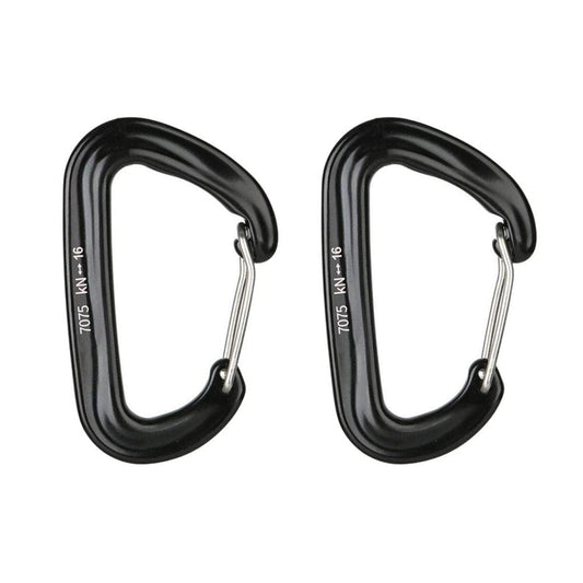2 Pcs 16KN Mini Aluminum Alloy Carabiner D- Key Chain Clip Hooks - Black,