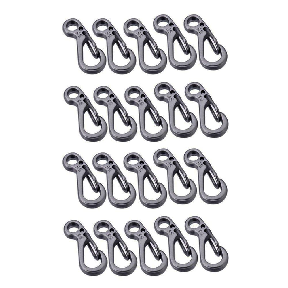 20Pcs/Mini Spring Backpack Clasps Climbing Carabiners EDC Keychain Camping Bottle Hooks Survival Gear - Grey