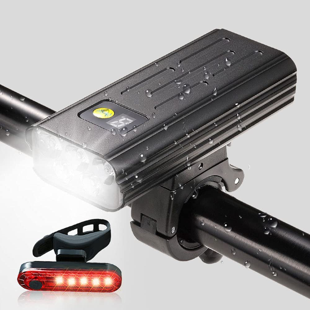 EBUYFIRE 1600 Lumen USB Rechargeable Bike Light, 5 LED Bike Headlight & Taillight Set Super Bright Bicycle Light IPX6 Waterproof Flashlight for Night Riding