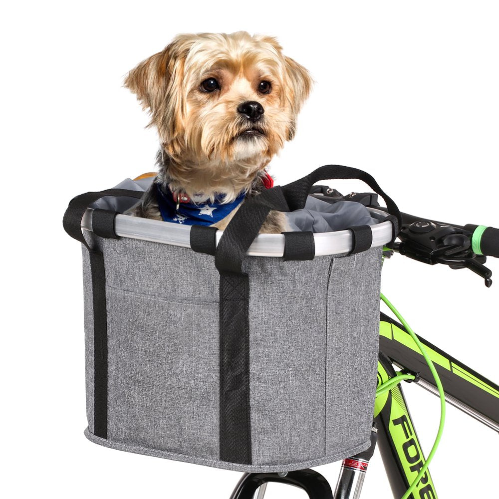 Lixada Bicycle Bike Detachable Cycle Front Canvas Basket Carrier Bag Pet Carrier Aluminum Alloy Frame