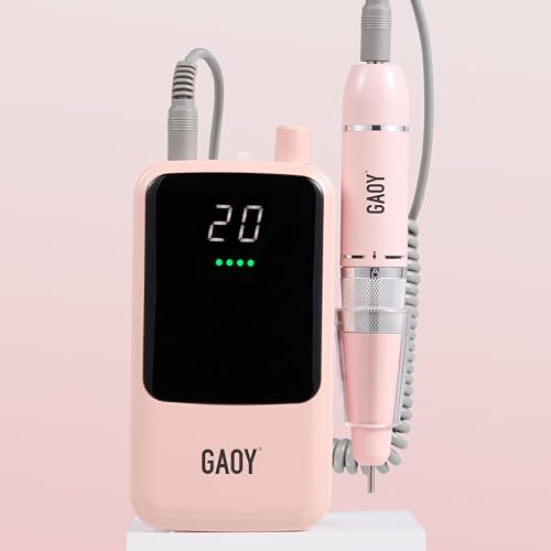 GAOY Rechargeable Cordless Nail Drill, Electric Nail File with Nail Drill Bit for Acrylic and Gel Nails, Pink