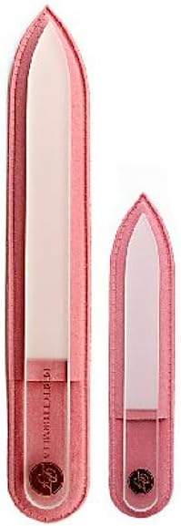 Perfect Formula Glass Nail File (Set of 2) - Crystal Nail Files with Case - High Quality, Professional Czech Glass Nail File