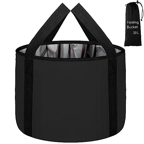 JSVSLTD Foot Bath Basin 20L Collapsible Bucket, Portable Foot Soak Tub Feet Soaking Bucket for Outdoor Travel, Camping, Fishing(Black)