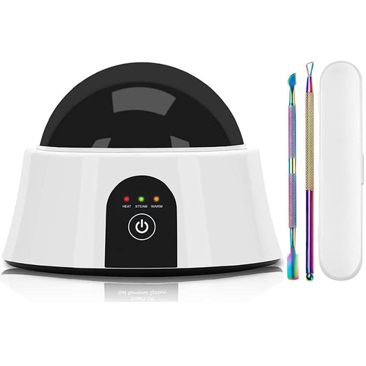 Upgraded Steam Nail Polish Remover Machine, Gel Nail Steamer with Color Cuticle Pusher Spoon Tools for Nail Gel Polish Removal, Black01