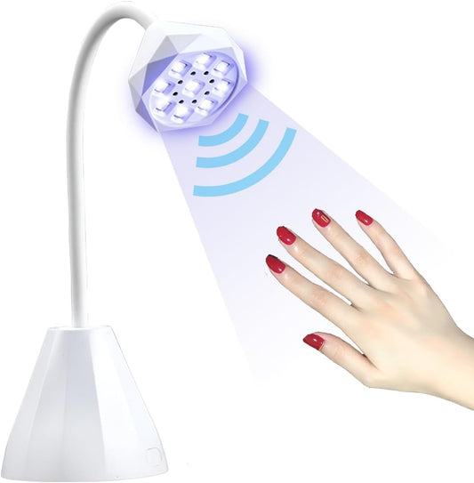 UV LED Nail Lamp with Smart Sensor, Portable Rechargeable Mini Lotus Hands Free Light Rotatable Cordless Nail Dryer Quick Dry Nail Gel Polish Curing Lamp Gooseneck Flash Cure Light for Home & Salon