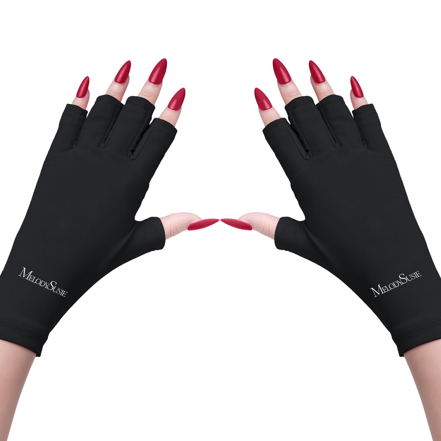 MelodySusie UV Gloves for Gel Nail Lamp, Professional UPF50+ Protection Manicures, Art Skin Care Fingerless Anti Glove Protect Hands from Harm (Black)