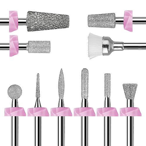 Makartt Nail Drill Bits, 10Pcs Dimond Sanding Bit Set for Nail Drill E File, 2023 Upgraded Cuticle Cleaner Nail Gel Polish Remover Tool for Acrylic Nails Manicure Nail Prep, Nail Salon Home DIY Use