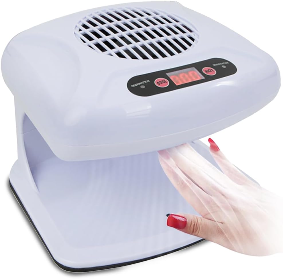 Nail Dryer Fan,Nail Gel Fast Drying Curing Nail Fan Dryer for One Hands and Single-Legged, Warm & Cool Wind Blower for Regular Nail Polish, Home and Salon Use