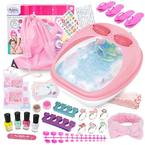 Girls Foot Spa and Pedicure Kit - Luxurious Pedicure Foot Spa Kit & Deluxe Kids Nail Polish Set for Girls - Perfect Teenager Gifts for Girls