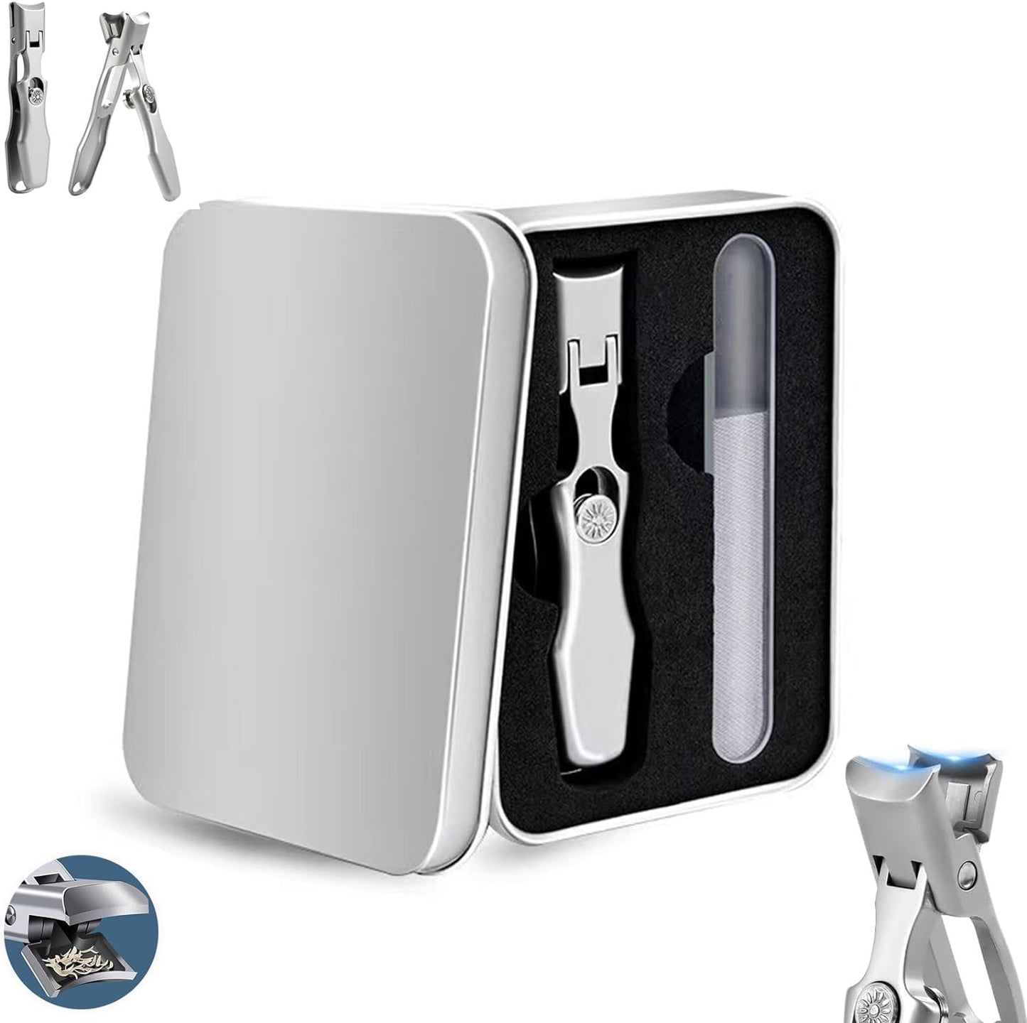 Lux German Grip Nail Clippers Toe Nail Clippers for Thick Nails, Portable Ultra Sharp Nail Clippers,Ultra Sharp Stainless Cumuul Nail Clipper with Catcher for Men Women Sliver