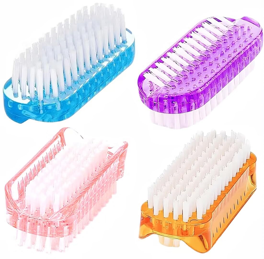 Nail Brush Two Sided Hand Fingernail Scrub Brushes Soft Stiff Bristles Scrubber Nails Toes Cleaning Brush for Men Women Kids - 4 PCS