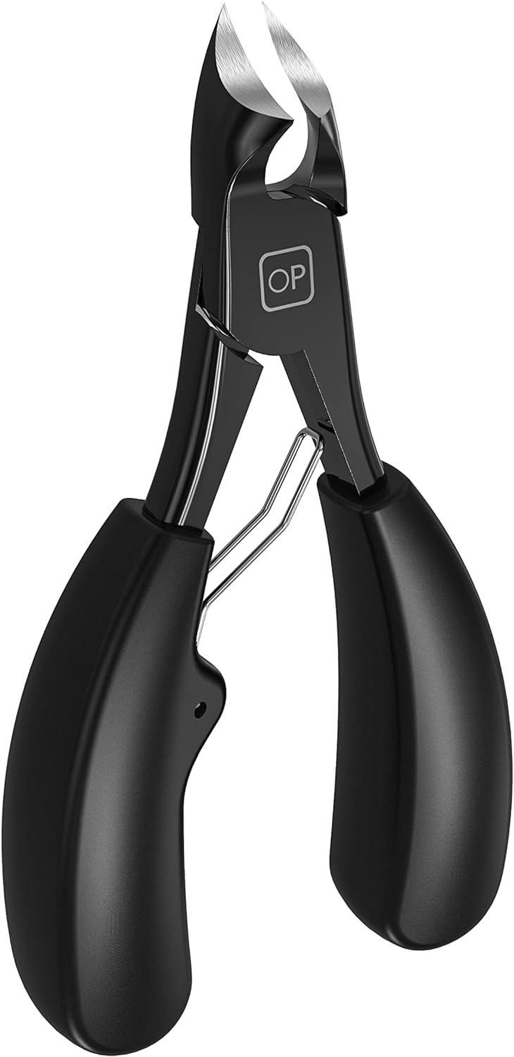 Toenail Clippers for Thick & Ingrown Toe Nails Heavy Duty Precision Nail Scissors Super Sharp Curved Blade Grooming Tool opove X5, Black
