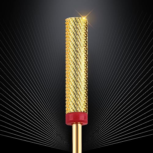 Nail Drill Bit, CORFULRA Super Long Barrel Nail Bit Carbide Tungsten Drill Bit for Nails, Newest Professional Advanced bit for Removing Acrylic Nails. Nail Tech Mush Haves (Gold, F)