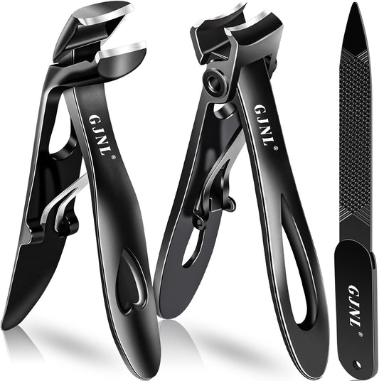 Toenail Clippers for Thick Nails,Angled Head Toe Nails Clippers for Thick Nails and Wide Jaw Nail Clippers for Men, Heavy Duty Nails Clippers Easier Trimming-Fingernail Clipper for Seniors(Black)