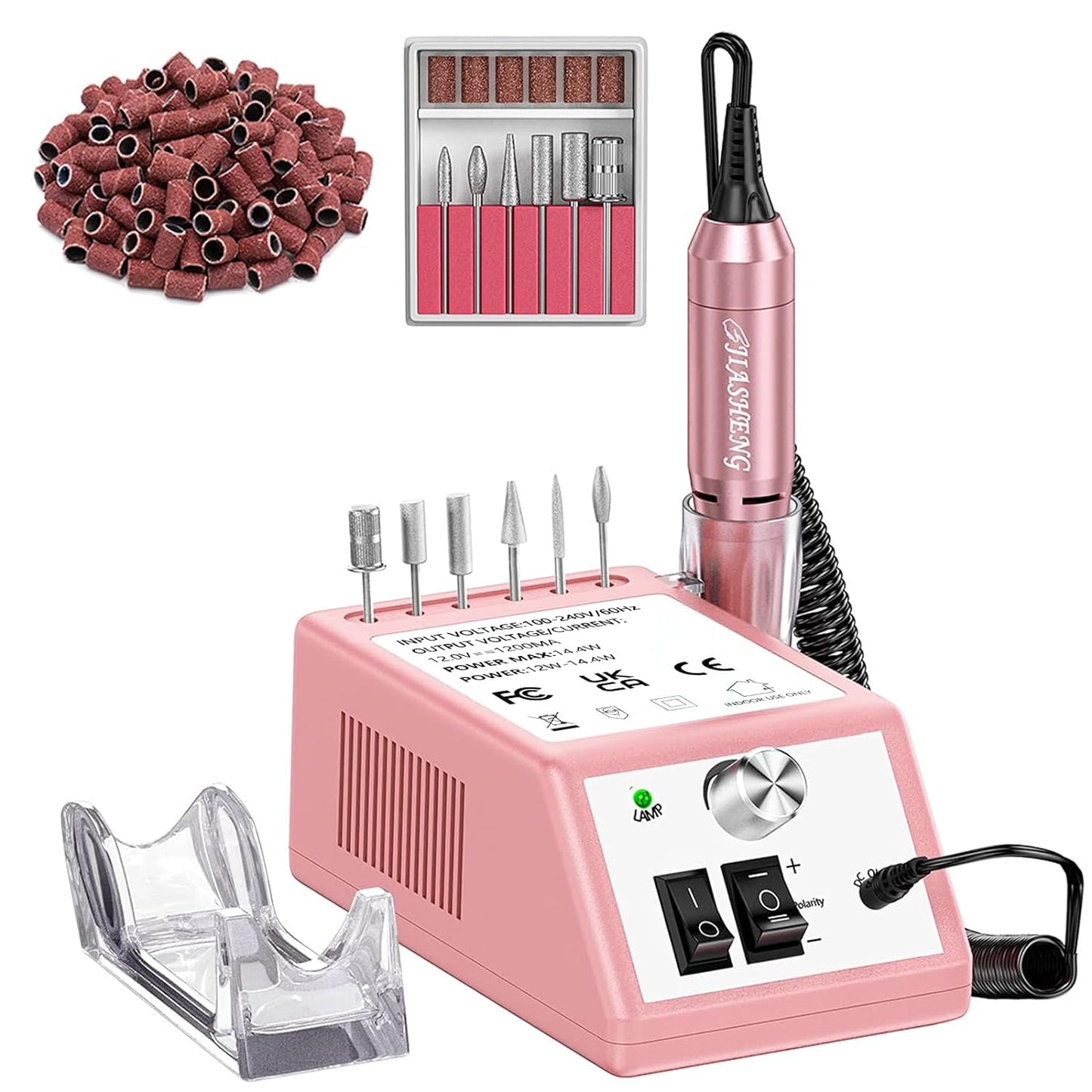 JIASHENG Nail Drill, 20000rpm Professional Electric Nail Drill Machine, Electric Nail File Drills for Acrylic Nails Gel Nails Manicure Pedicure Tools for Salon Use, Pale Pink