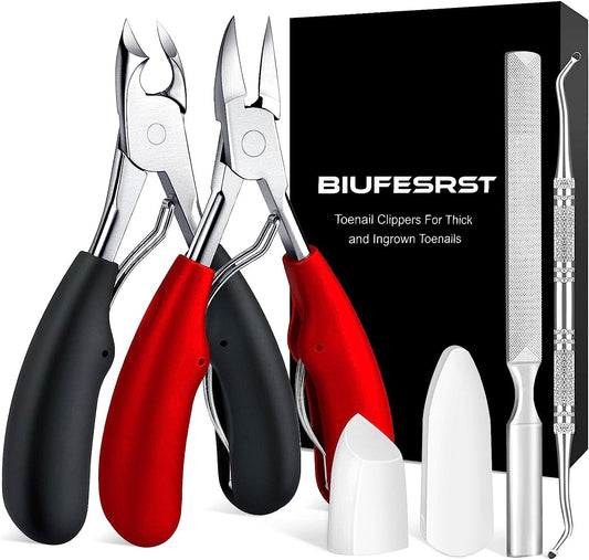 Toe Nail Clippers, Toenail Clippers for Seniors Thick Toenails Ingrown Toenails, Professional Finger Nail Clippers for Men Adult, Heavy Duty, Sharp Curved Blades Long Handle
