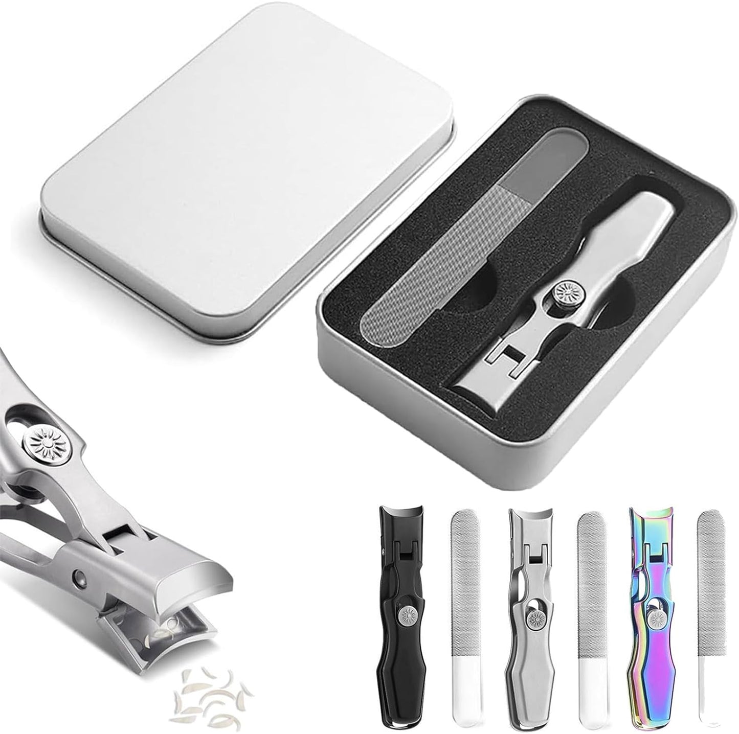 Cumuul Nail Clipper, Cumuul Nail Clippers, Nail Clippers with Catcher for Thick Nails, Ultra Wide Jaw Opening Toenail Clippers, Fingernail Clipper, Nail Cutter for Seniors Adult (Silver)