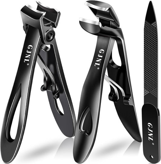 Toenail Clippers for Thick Nails,Angled Head Toe Nails Clippers for Thick Nails and Wide Jaw Nail Clippers for Men, Heavy Duty Nails Clippers Easier Trimming-Fingernail Clipper for Seniors(Black)