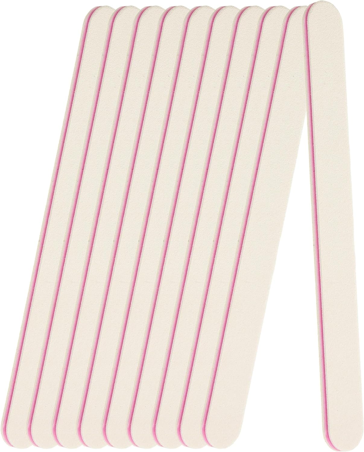 SUNUV 10PCS Nail Files, Professional Reusable Double Sided (100/180 Grit) Nail Files Styling Tools for Home and Salon Use Plain White
