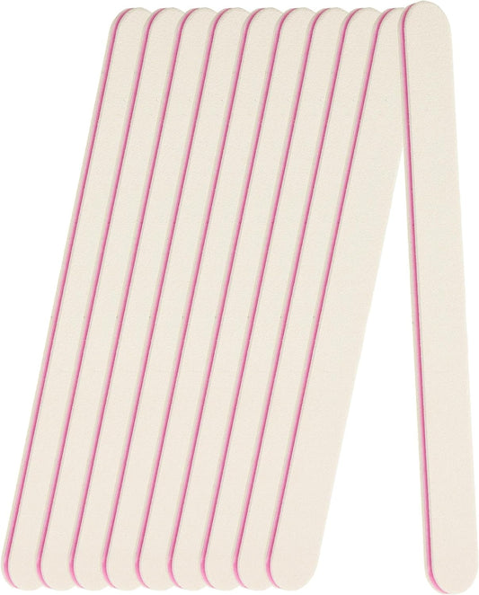 SUNUV 10PCS Nail Files, Professional Reusable Double Sided (100/180 Grit) Nail Files Styling Tools for Home and Salon Use Plain White