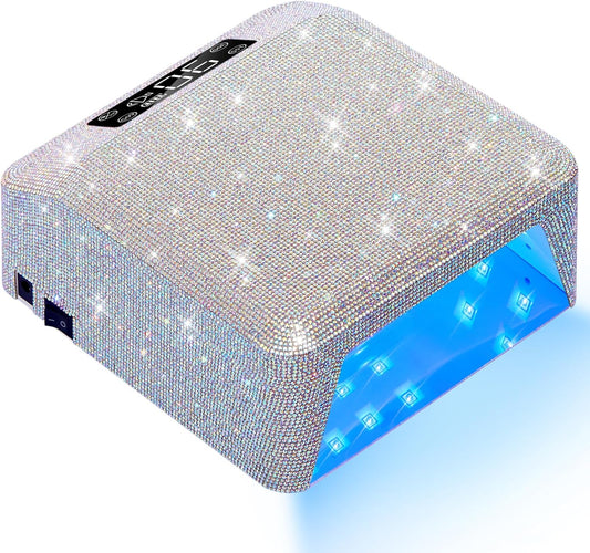UV LED Nail Lamp 96W Wireless Nail Dryer Sparkly Gel Polish Light 4 Timer Setting Professional Quick Dry Curing Lamp with Display Auto Sensor for Salon & Home