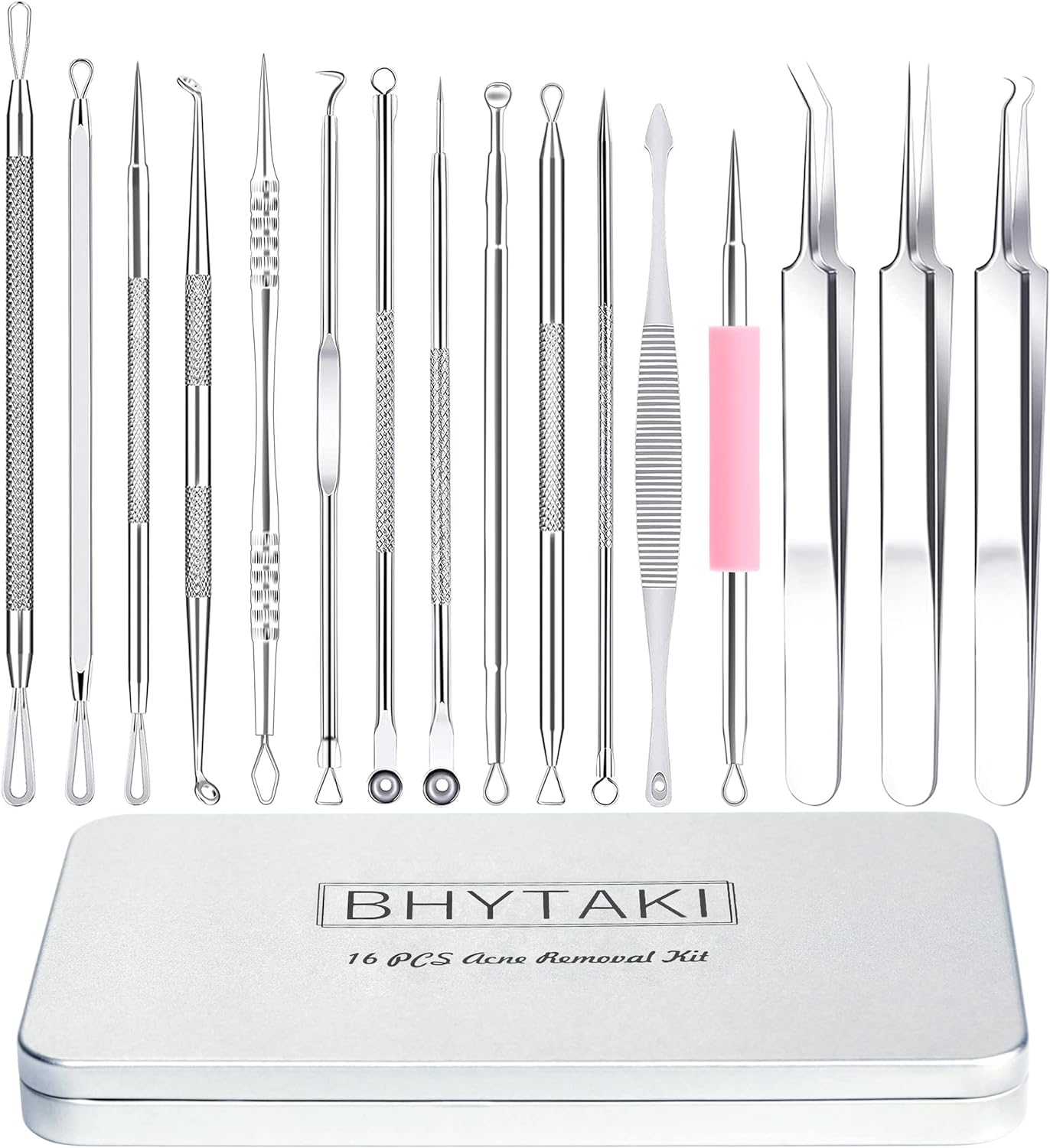 Blackhead Remover Tools, 2024 Latest 16 PCS Pimple Popper Tool Kit, Acne Blackhead Tools for Blemish, 410 Premium Professional Stainless Acne Pimple Extractor Tool with Metal Box