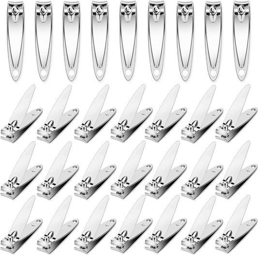 30 Pack Fingernail Clipper Toenail Clippers,Stainless Steel Nail Clippers Bulk,Portable Nail Cutter Manicure Kit Toe Nail Clippers for Women Man Adult Homeless Care