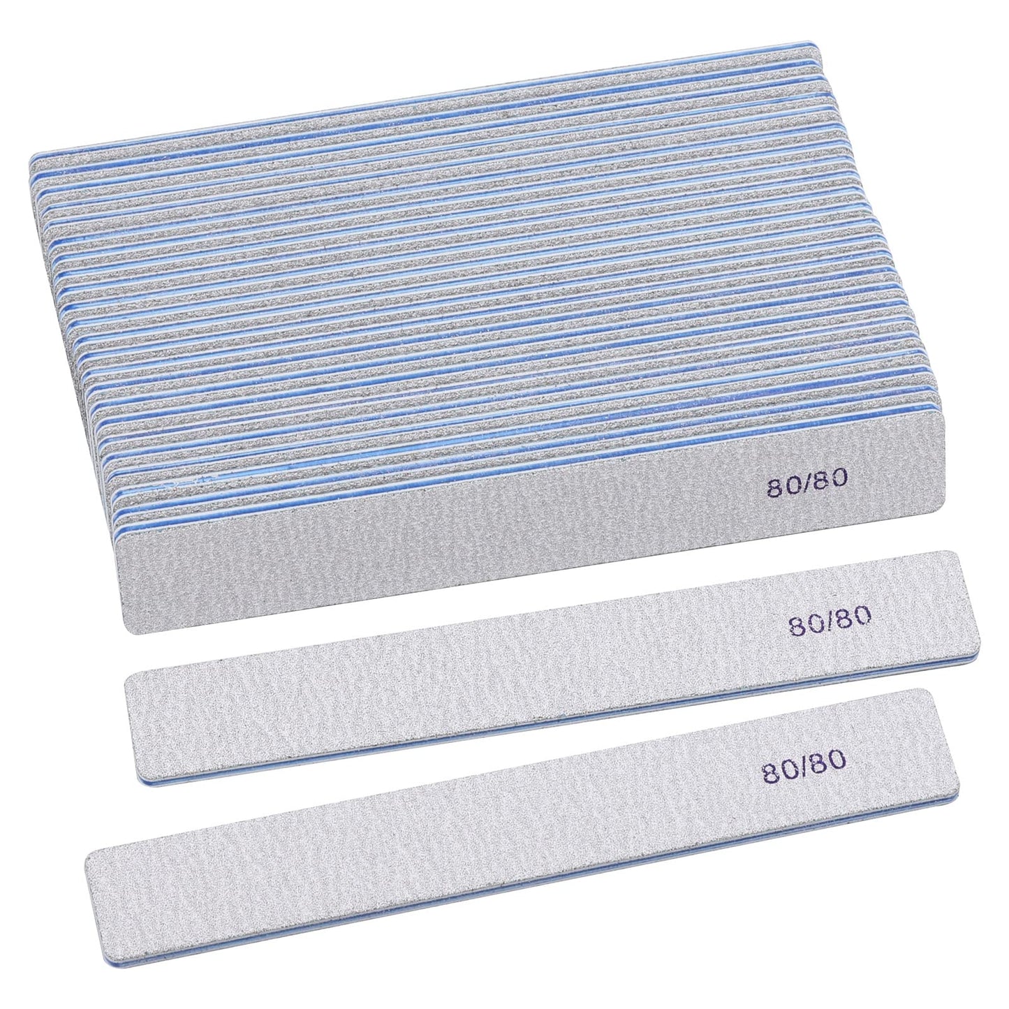 25 Count 80 Grit Rectangle Nail Files for Acrylic Nails, Reusable Buffering Files Double Sided Emery Boards for Nails