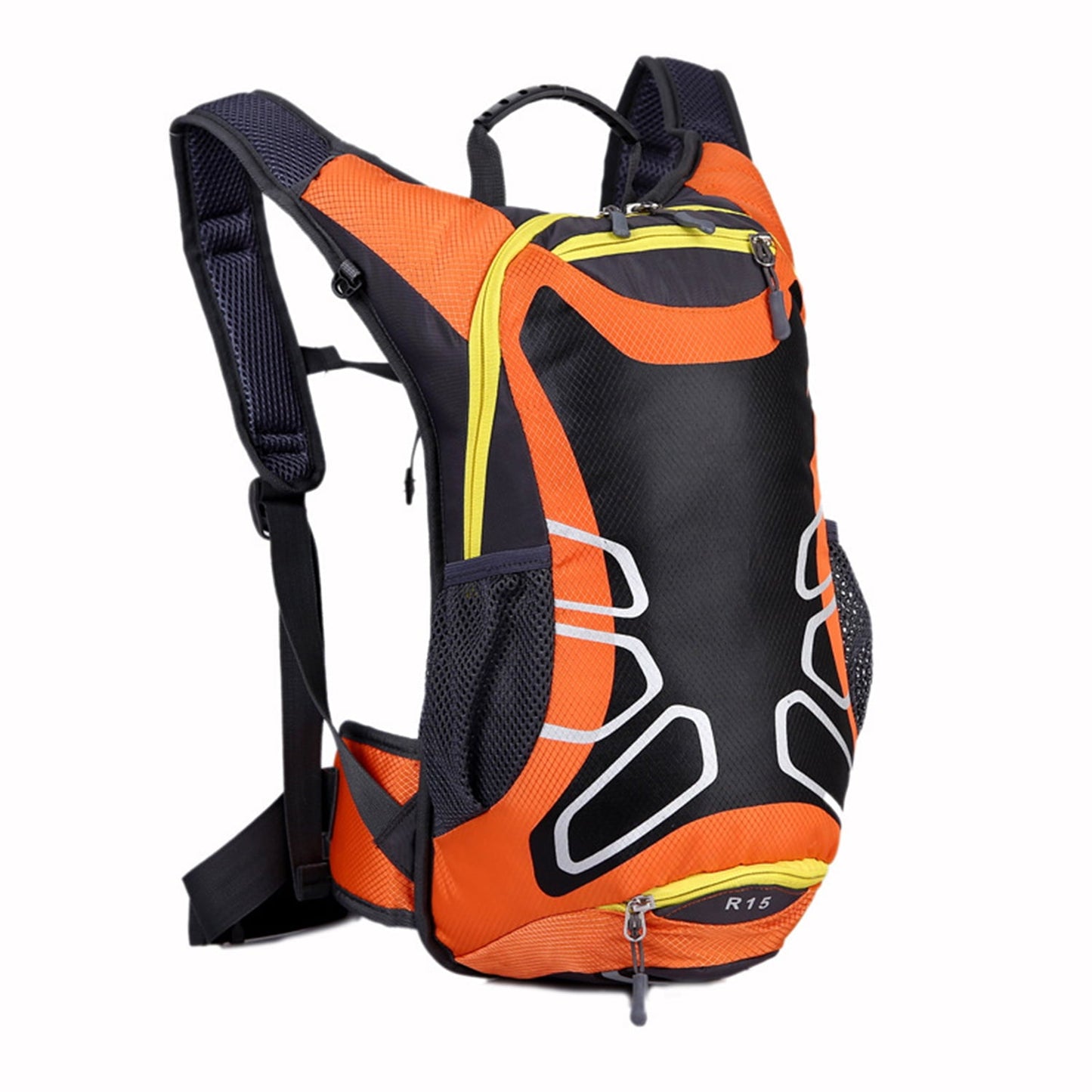 Mountain Bike Waterproof Bag, Hydration Backpack, Lightweight, Breathable, 15L(Orange)