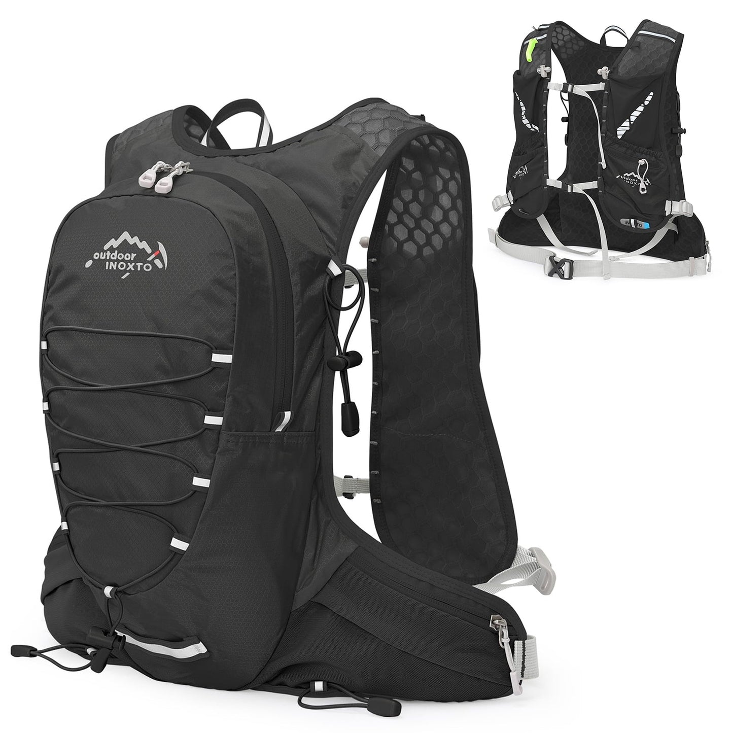 Versatile 12L Hydration Vest Pack for Camping and Hiking, with Multiple Pockets and Adjustable Straps