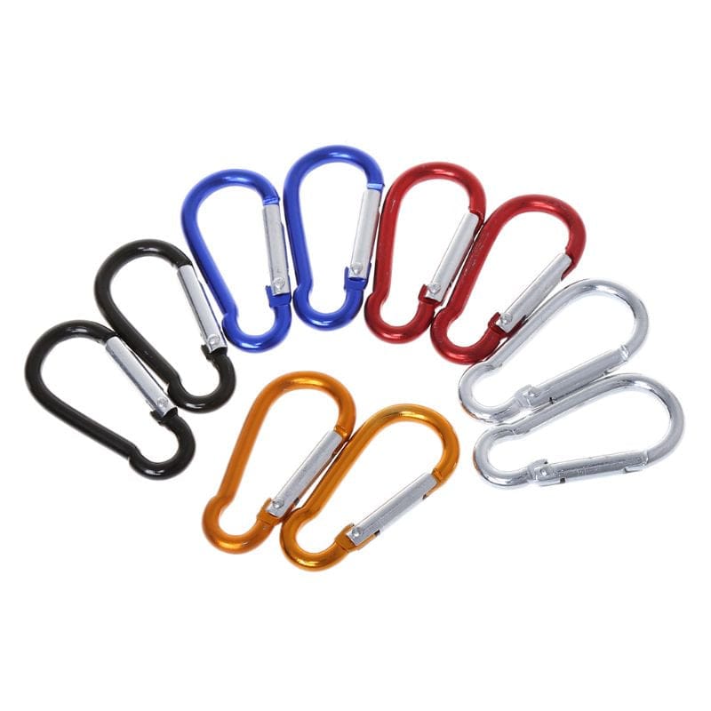 CANKER Hot 10Pcs Aluminum Alloy D Carabiner Spring Snap Clip Hooks Keychain Quickdraws