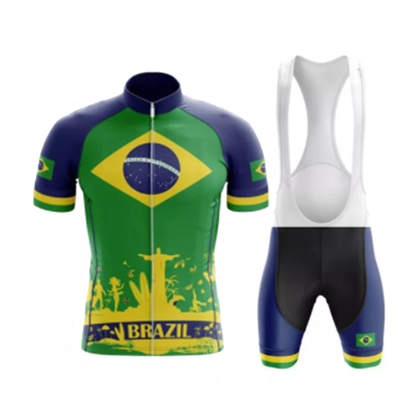 Summer Brazil Team Cycling Jersey Men's Tracksuit - Blue Force Sports