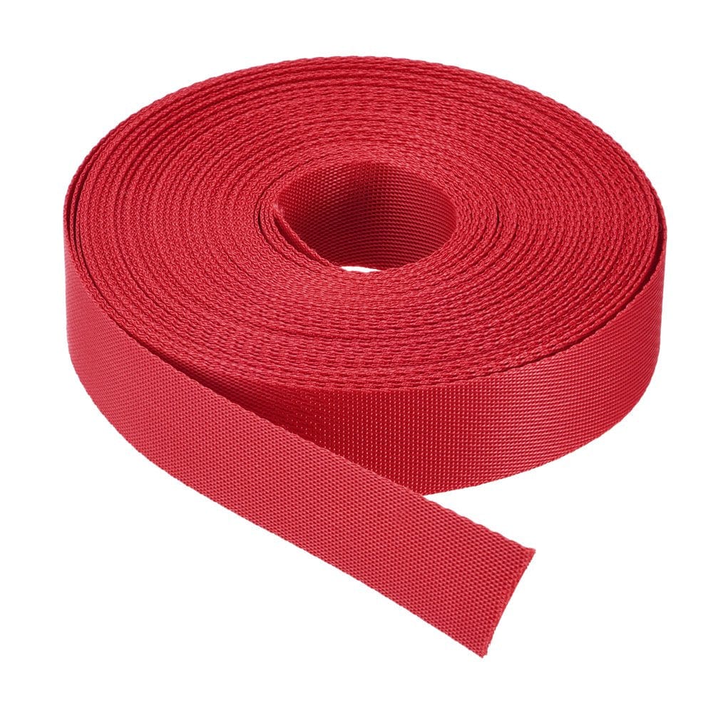 Flat Nylon Webbing Strap 1 Inch 15 Yards Bright Orange for Backpack Luggage-Rack