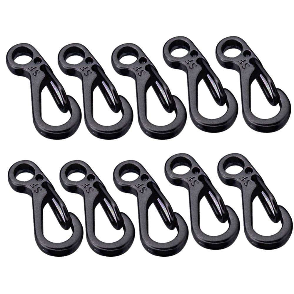 Gneuro 10PCS/LOT Mini SF Spring Backpack Clasps Climbing Carabiners EDC Keychain Camping Bottle Hooks Paracord Survival Gear - Black