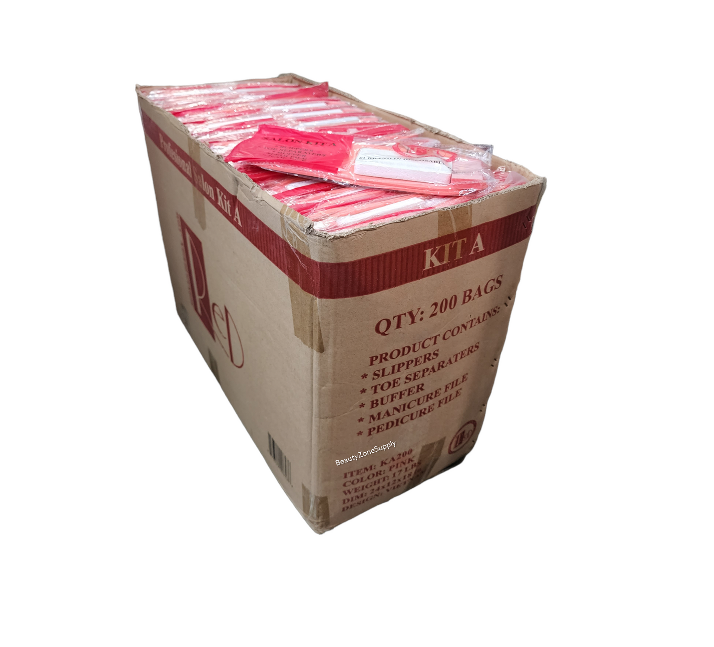Pedicure Kit 5 RED (Sand pad-Buffer-File-Toe-Slipper) #R24