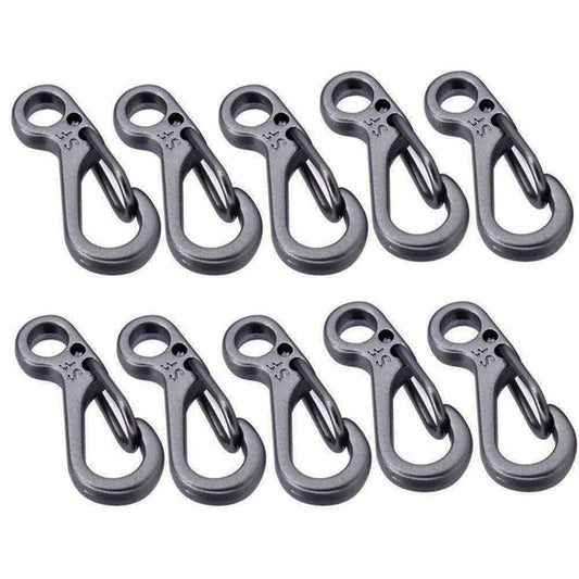 THEEN 10Pcs/Mini Spring Backpack Clasps Climbing Carabiners EDC Keychain Camping Bottle Hooks Survival Gear - Grey