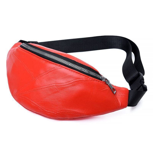 Zipper Sling Bag Waterproof PU Crossbody Chest Backpack Quickdraw Closure Adjustable Strap Small Shoulder Bag for Daily Red