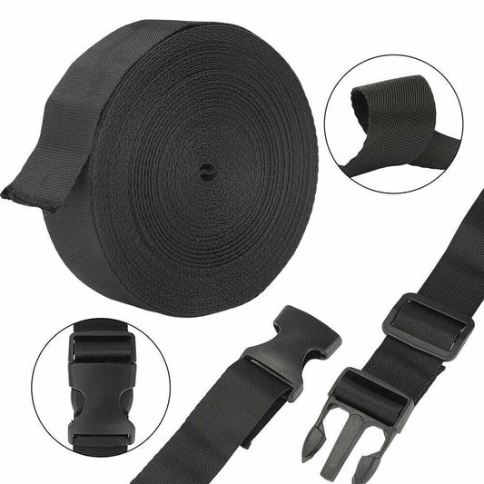 1 Inch 11 Yards Nylon Webbing Strap with 10PC Plastic Buckle + 10PC Side Release US+++