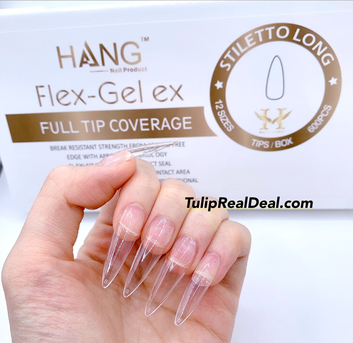 HANG LONG STILETTO Flex Gel X Full Cover BOX OF TIPS 1000pcs