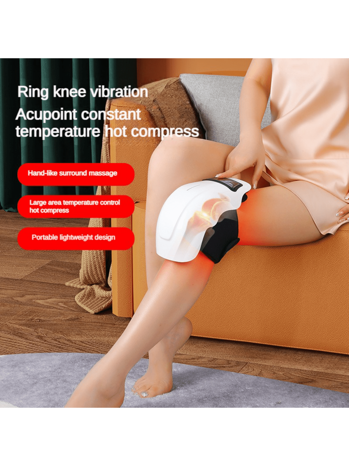 1PCS Type-c Charging Portable Relaxation and Recovery Electric Heating Massage Knee Pads Shoulder Pads Knee Heating Can Be Used Wirelessly for Home Travel