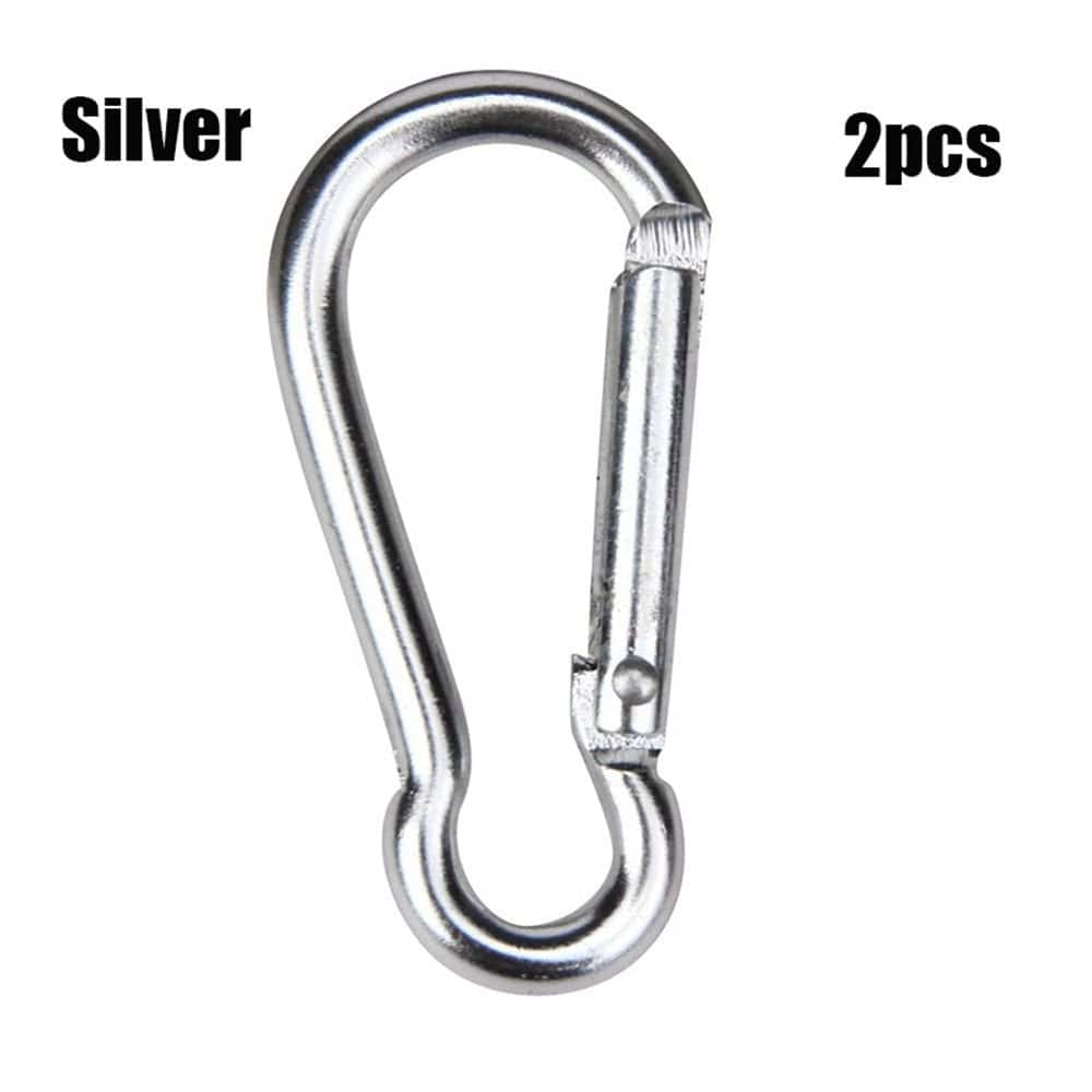 2/5Pcs High Quality Climbing Accessories Outdoor Tool Camping Hiking Carabiner Hooks Spring Quickdraws Clip Keychain Buckles SILVER 2PCS