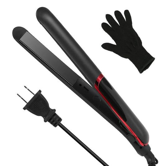 2-in-1 Twist Hair Straightener Ceramic Plate Hair Curler with Temperature Adjust LCD Display