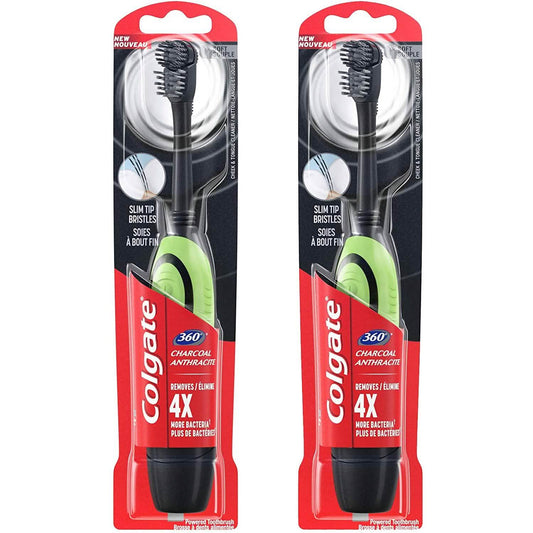 2-Pack: Colgate 360 Battery Powered Charcoal Toothbrush