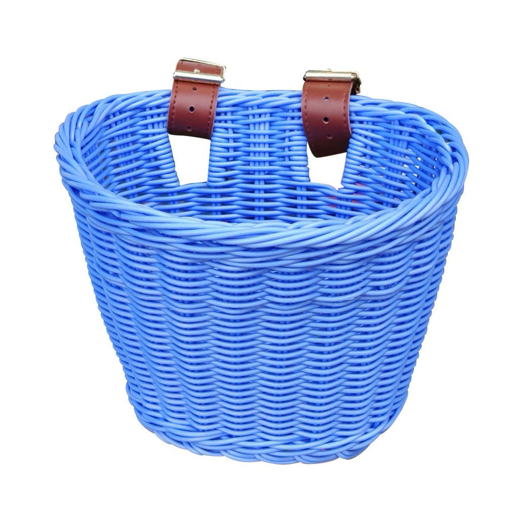 Eyicmarn Solid Color Rattan Bicycle Baskets Firm Artificial Woven Bicycle Bag Balance Car Scooter Basket Cycling Accessories