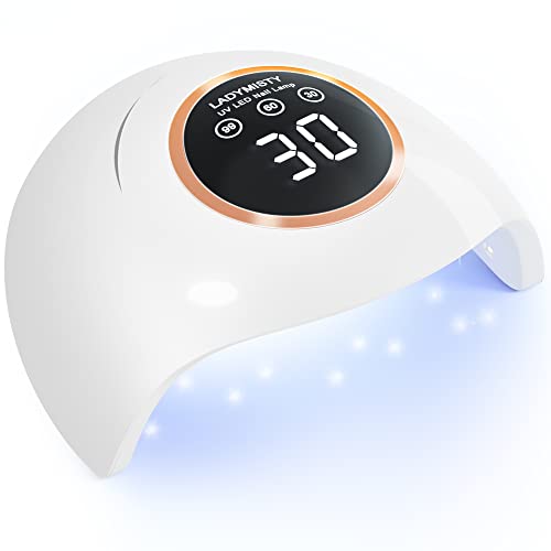 LadyMisty 72W UV LED Nail Lamp Light Dryer for Nails Gel Polish with 18 Beads 3 Timer Setting & LCD Touch Display Screen, Auto Sensor, Professional Nails, White
