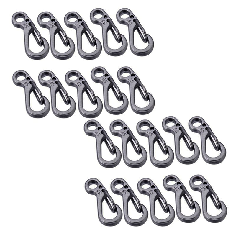 40Pcs/Mini Spring Backpack Clasps Climbing Carabiners EDC Keychain Camping Bottle Hooks Survival Gear - Grey