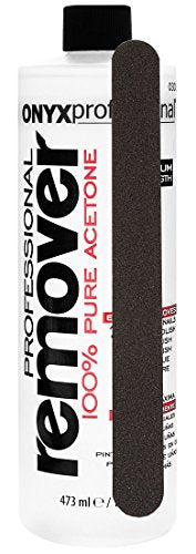 Onyx Professional 100% Acetone Nail Polish Remover Kit, Includes 1 Bonus Nail File, 16 Fl Oz